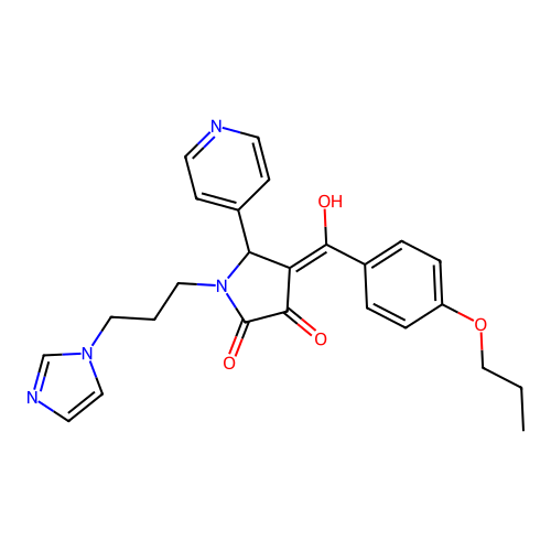 (4E)-4-[hydroxy-(4-propoxyphenyl)methylidene]-1-(3-imidazol-1-ylpropyl)-5-pyridin-4-ylpyrrolidine-2,3-dione structure
