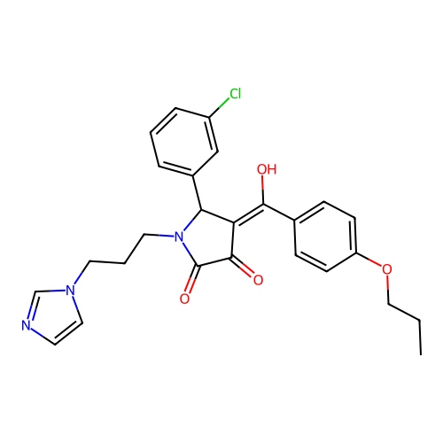 1-(3-(1H-imidazol-1-yl)propyl)-5-(3-chlorophenyl)-3-hydroxy-4-(4-propoxybenzoyl)-1H-pyrrol-2(5H)-one structure