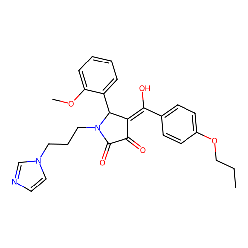 1-(3-(1H-imidazol-1-yl)propyl)-3-hydroxy-5-(2-methoxyphenyl)-4-(4-propoxybenzoyl)-1H-pyrrol-2(5H)-one structure
