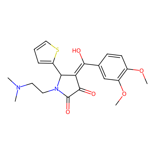 4-(3,4-dimethoxybenzoyl)-1-(2-(dimethylamino)ethyl)-3-hydroxy-5-(thiophen-2-yl)-1H-pyrrol-2(5H)-one structure