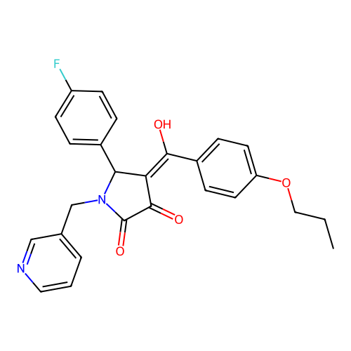 (4E)-5-(4-fluorophenyl)-4-[hydroxy-(4-propoxyphenyl)methylidene]-1-(pyridin-3-ylmethyl)pyrrolidine-2,3-dione structure
