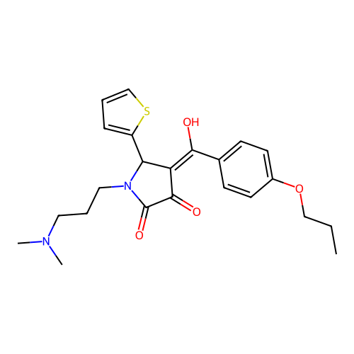 (4E)-1-[3-(dimethylamino)propyl]-4-[hydroxy-(4-propoxyphenyl)methylidene]-5-thiophen-2-ylpyrrolidine-2,3-dione structure