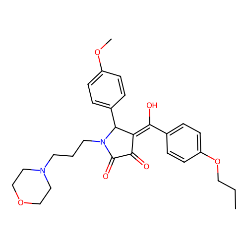 (4E)-4-[hydroxy-(4-propoxyphenyl)methylidene]-5-(4-methoxyphenyl)-1-(3-morpholin-4-ylpropyl)pyrrolidine-2,3-dione structure