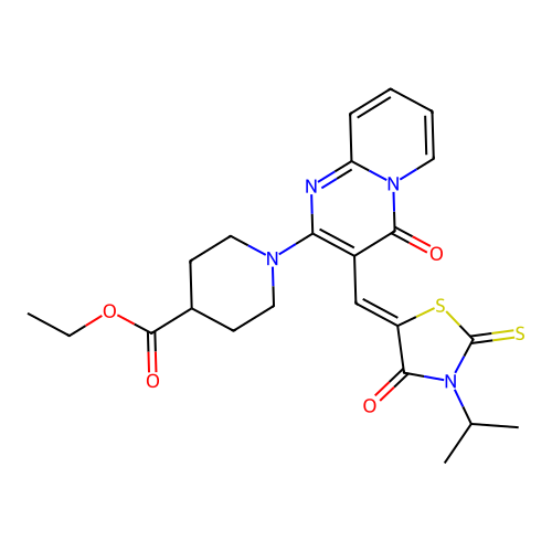 (Z)-ethyl 1-(3-((3-isopropyl-4-oxo-2-thioxothiazolidin-5-ylidene)methyl)-4-oxo-4H-pyrido[1,2-a]pyrimidin-2-yl)piperidine-4-carboxylate structure