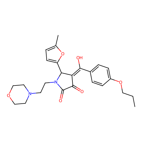 3-hydroxy-5-(5-methylfuran-2-yl)-1-(2-morpholinoethyl)-4-(4-propoxybenzoyl)-1H-pyrrol-2(5H)-one structure
