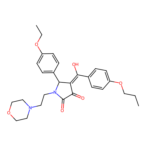 (4E)-5-(4-ethoxyphenyl)-4-[hydroxy-(4-propoxyphenyl)methylidene]-1-(2-morpholin-4-ylethyl)pyrrolidine-2,3-dione structure