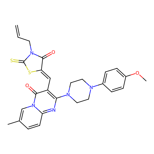 (Z)-3-allyl-5-((2-(4-(4-methoxyphenyl)piperazin-1-yl)-7-methyl-4-oxo-4H-pyrido[1,2-a]pyrimidin-3-yl)methylene)-2-thioxothiazolidin-4-one structure
