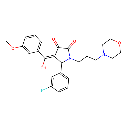 (4E)-5-(3-fluorophenyl)-4-[hydroxy-(3-methoxyphenyl)methylidene]-1-(3-morpholin-4-ylpropyl)pyrrolidine-2,3-dione structure