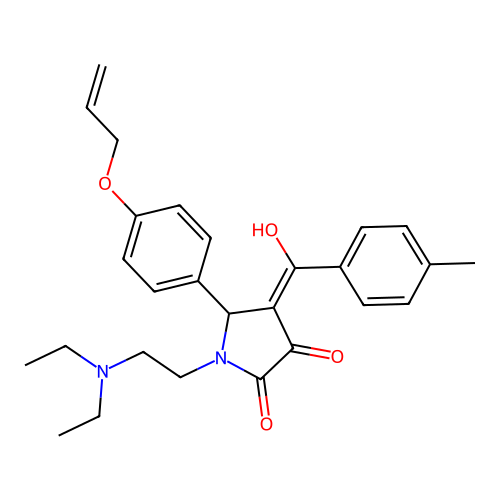 (4E)-1-(2-diethylaminoethyl)-4-[hydroxy-(4-methylphenyl)methylidene]-5-(4-prop-2-enoxyphenyl)pyrrolidine-2,3-dione structure