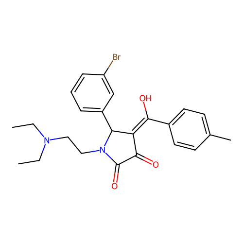 (4E)-5-(3-bromophenyl)-1-(2-diethylaminoethyl)-4-[hydroxy-(4-methylphenyl)methylidene]pyrrolidine-2,3-dione structure