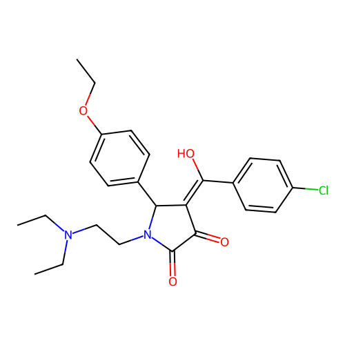 (4E)-4-[(4-chlorophenyl)-hydroxymethylidene]-1-(2-diethylaminoethyl)-5-(4-ethoxyphenyl)pyrrolidine-2,3-dione structure