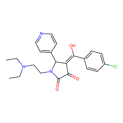 (4E)-4-[(4-chlorophenyl)-hydroxymethylidene]-1-(2-diethylaminoethyl)-5-pyridin-4-ylpyrrolidine-2,3-dione structure