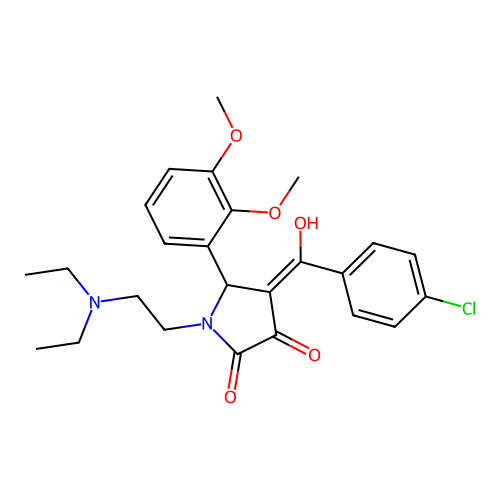 (4E)-4-[(4-chlorophenyl)-hydroxymethylidene]-1-(2-diethylaminoethyl)-5-(2,3-dimethoxyphenyl)pyrrolidine-2,3-dione structure