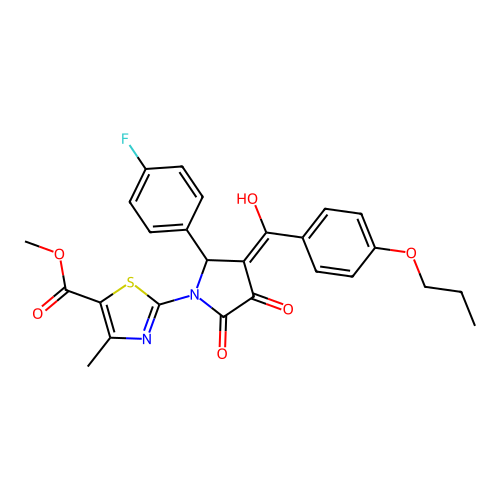 methyl 2-(2-(4-fluorophenyl)-4-hydroxy-5-oxo-3-(4-propoxybenzoyl)-2,5-dihydro-1H-pyrrol-1-yl)-4-methylthiazole-5-carboxylate structure