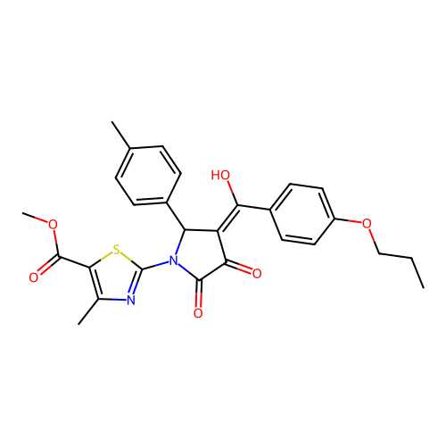 methyl 2-(3-hydroxy-2-oxo-4-(4-propoxybenzoyl)-5-(p-tolyl)-2,5-dihydro-1H-pyrrol-1-yl)-4-methylthiazole-5-carboxylate structure
