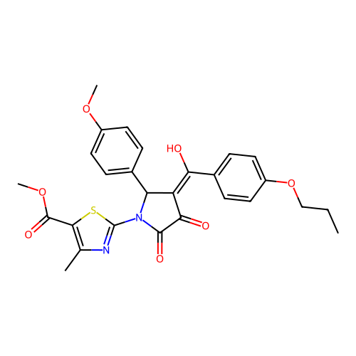 methyl 2-(3-hydroxy-5-(4-methoxyphenyl)-2-oxo-4-(4-propoxybenzoyl)-2,5-dihydro-1H-pyrrol-1-yl)-4-methylthiazole-5-carboxylate structure