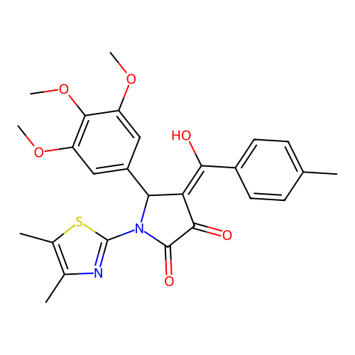 (4E)-1-(4,5-dimethyl-1,3-thiazol-2-yl)-4-[hydroxy(4-methylphenyl)methylidene]-5-(3,4,5-trimethoxyphenyl)pyrrolidine-2,3-dione structure