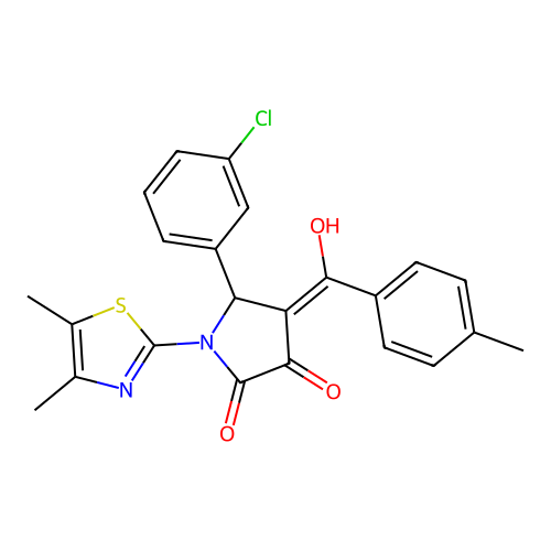 (4E)-5-(3-chlorophenyl)-1-(4,5-dimethyl-1,3-thiazol-2-yl)-4-[hydroxy(4-methylphenyl)methylidene]pyrrolidine-2,3-dione structure