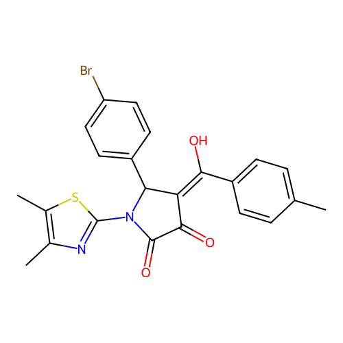 (4E)-5-(4-bromophenyl)-1-(4,5-dimethyl-1,3-thiazol-2-yl)-4-[hydroxy(4-methylphenyl)methylidene]pyrrolidine-2,3-dione structure