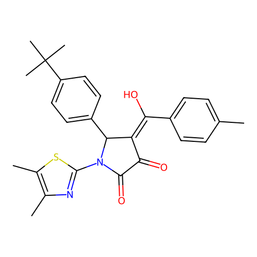 (4E)-5-(4-tert-butylphenyl)-1-(4,5-dimethyl-1,3-thiazol-2-yl)-4-[hydroxy(4-methylphenyl)methylidene]pyrrolidine-2,3-dione structure
