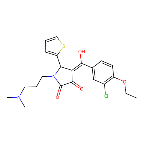 (4E)-4-[(3-chloro-4-ethoxyphenyl)-hydroxymethylidene]-1-[3-(dimethylamino)propyl]-5-thiophen-2-ylpyrrolidine-2,3-dione structure