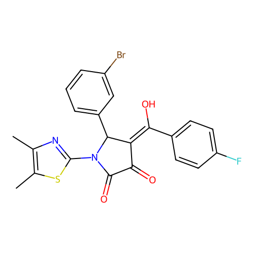 (4E)-5-(3-bromophenyl)-1-(4,5-dimethyl-1,3-thiazol-2-yl)-4-[(4-fluorophenyl)(hydroxy)methylidene]pyrrolidine-2,3-dione structure