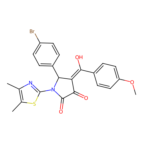 (4E)-5-(4-bromophenyl)-1-(4,5-dimethyl-1,3-thiazol-2-yl)-4-[hydroxy(4-methoxyphenyl)methylidene]pyrrolidine-2,3-dione structure