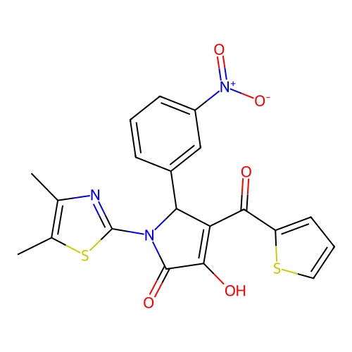 (4E)-1-(4,5-dimethyl-1,3-thiazol-2-yl)-4-[hydroxy(thiophen-2-yl)methylidene]-5-(3-nitrophenyl)pyrrolidine-2,3-dione structure