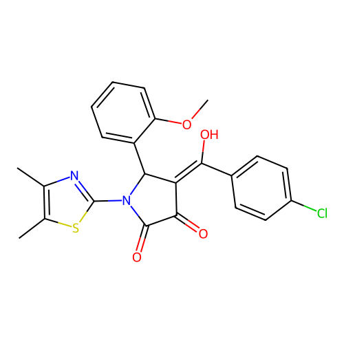 (4E)-4-[(4-chlorophenyl)(hydroxy)methylidene]-1-(4,5-dimethyl-1,3-thiazol-2-yl)-5-(2-methoxyphenyl)pyrrolidine-2,3-dione structure