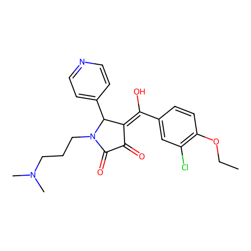 (4E)-4-[(3-chloro-4-ethoxyphenyl)-hydroxymethylidene]-1-[3-(dimethylamino)propyl]-5-pyridin-4-ylpyrrolidine-2,3-dione structure