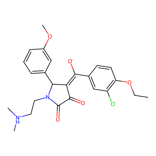 (E)-(3-chloro-4-ethoxyphenyl)-[1-[2-(dimethylazaniumyl)ethyl]-2-(3-methoxyphenyl)-4,5-dioxopyrrolidin-3-ylidene]methanolate structure