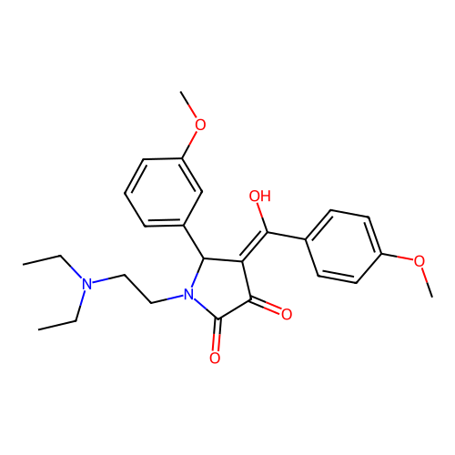 (4E)-1-(2-diethylaminoethyl)-4-[hydroxy-(4-methoxyphenyl)methylidene]-5-(3-methoxyphenyl)pyrrolidine-2,3-dione structure