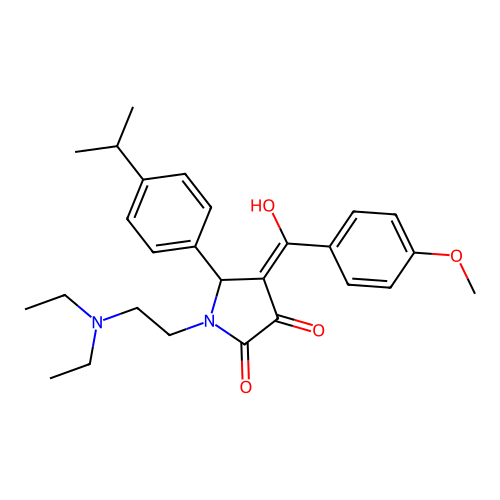 (4E)-1-(2-diethylaminoethyl)-4-[hydroxy-(4-methoxyphenyl)methylidene]-5-(4-propan-2-ylphenyl)pyrrolidine-2,3-dione structure