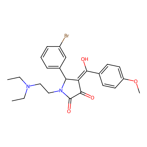 (4E)-5-(3-bromophenyl)-1-(2-diethylaminoethyl)-4-[hydroxy-(4-methoxyphenyl)methylidene]pyrrolidine-2,3-dione structure