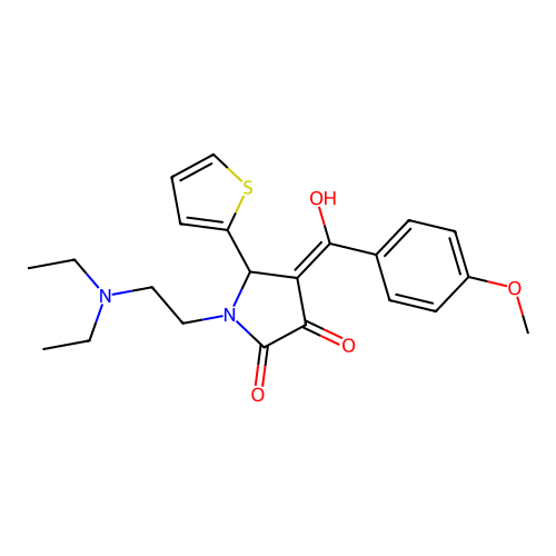 (4E)-1-(2-diethylaminoethyl)-4-[hydroxy-(4-methoxyphenyl)methylidene]-5-thiophen-2-ylpyrrolidine-2,3-dione structure