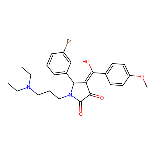 (4E)-5-(3-bromophenyl)-1-[3-(diethylamino)propyl]-4-[hydroxy-(4-methoxyphenyl)methylidene]pyrrolidine-2,3-dione structure