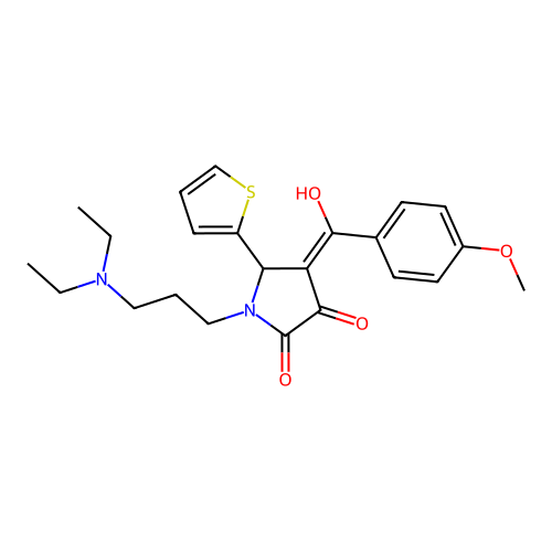 (4E)-1-[3-(diethylamino)propyl]-4-[hydroxy-(4-methoxyphenyl)methylidene]-5-thiophen-2-ylpyrrolidine-2,3-dione structure