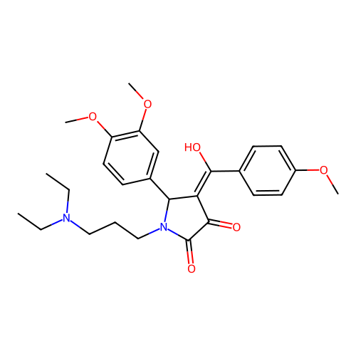 (4E)-1-[3-(diethylamino)propyl]-5-(3,4-dimethoxyphenyl)-4-[hydroxy-(4-methoxyphenyl)methylidene]pyrrolidine-2,3-dione structure