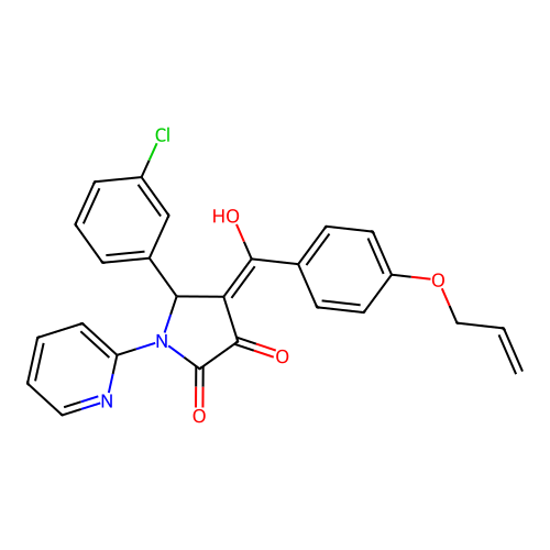 (4E)-5-(3-chlorophenyl)-4-[hydroxy-(4-prop-2-enoxyphenyl)methylidene]-1-pyridin-2-ylpyrrolidine-2,3-dione structure