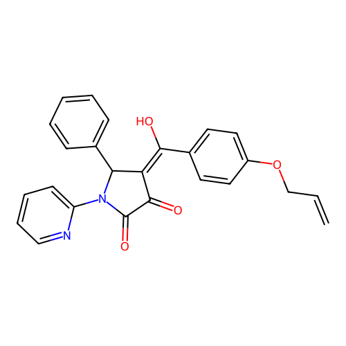 3-hydroxy-5-phenyl-4-[(4-prop-2-enyloxyphenyl)carbonyl]-1-(2-pyridyl)-3-pyrrol in-2-one structure
