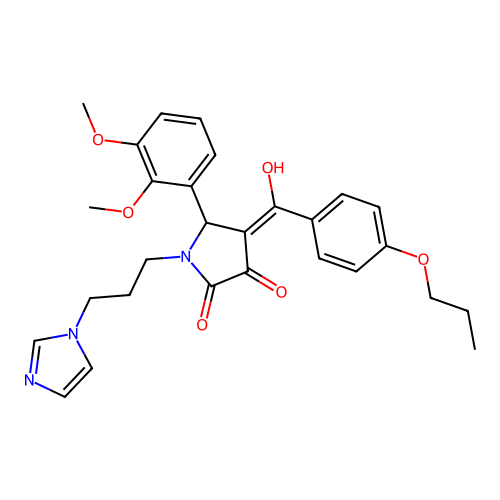 (4E)-5-(2,3-dimethoxyphenyl)-4-[hydroxy-(4-propoxyphenyl)methylidene]-1-(3-imidazol-1-ylpropyl)pyrrolidine-2,3-dione structure