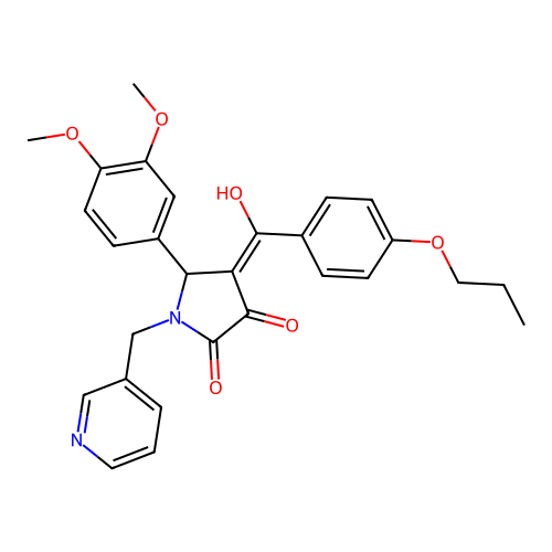 (4E)-5-(3,4-dimethoxyphenyl)-4-[hydroxy(4-propoxyphenyl)methylidene]-1-(pyridin-3-ylmethyl)pyrrolidine-2,3-dione structure