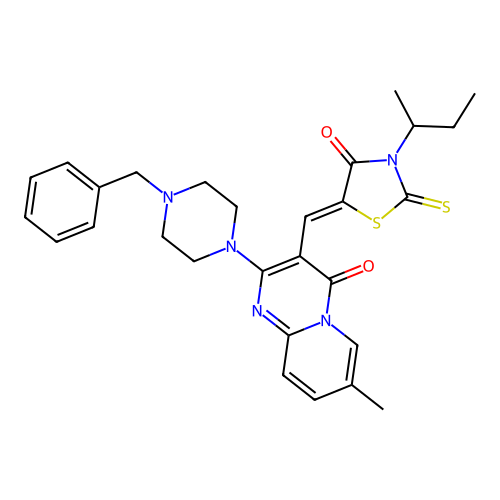 (Z)-5-((2-(4-benzylpiperazin-1-yl)-7-methyl-4-oxo-4H-pyrido[1,2-a]pyrimidin-3-yl)methylene)-3-(sec-butyl)-2-thioxothiazolidin-4-one structure