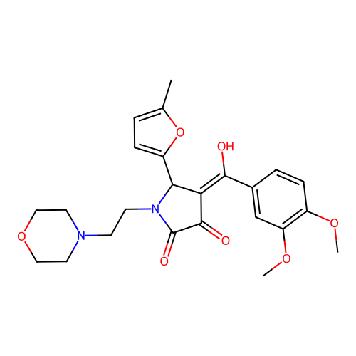 (4E)-4-[(3,4-dimethoxyphenyl)-hydroxymethylidene]-5-(5-methylfuran-2-yl)-1-(2-morpholin-4-ylethyl)pyrrolidine-2,3-dione structure