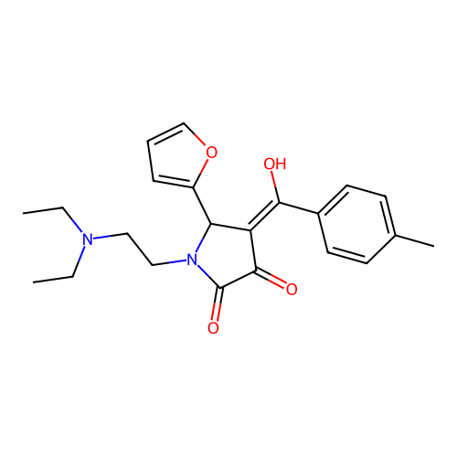 (4E)-1-(2-diethylaminoethyl)-5-(furan-2-yl)-4-[hydroxy-(4-methylphenyl)methylidene]pyrrolidine-2,3-dione structure