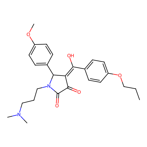 (4E)-1-[3-(dimethylamino)propyl]-4-[hydroxy-(4-propoxyphenyl)methylidene]-5-(4-methoxyphenyl)pyrrolidine-2,3-dione structure