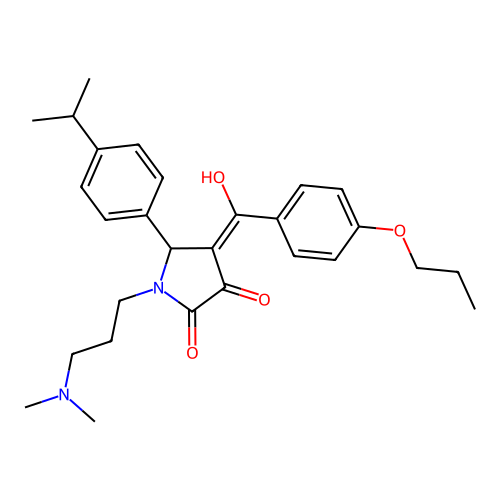 (4E)-1-[3-(dimethylamino)propyl]-4-[hydroxy-(4-propoxyphenyl)methylidene]-5-(4-propan-2-ylphenyl)pyrrolidine-2,3-dione structure