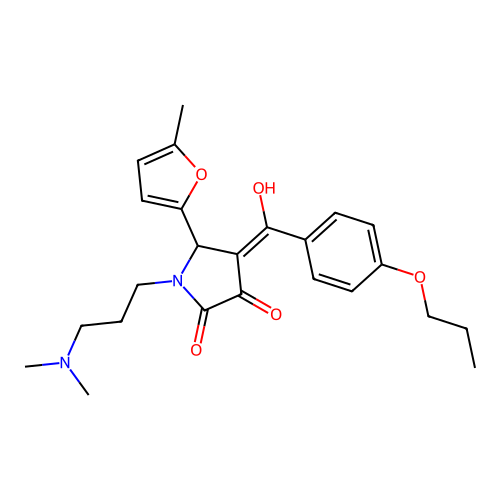 (4E)-1-[3-(dimethylamino)propyl]-4-[hydroxy-(4-propoxyphenyl)methylidene]-5-(5-methylfuran-2-yl)pyrrolidine-2,3-dione structure