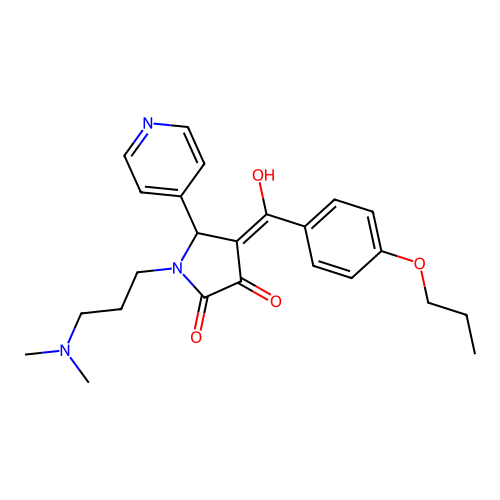 (4E)-1-[3-(dimethylamino)propyl]-4-[hydroxy(4-propoxyphenyl)methylidene]-5-(pyridin-4-yl)pyrrolidine-2,3-dione structure