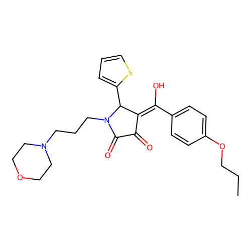 (4E)-4-[hydroxy-(4-propoxyphenyl)methylidene]-1-(3-morpholin-4-ylpropyl)-5-thiophen-2-ylpyrrolidine-2,3-dione structure